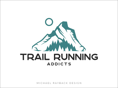 Trail Running Addicts Logo adventure branding emblem forest landscape logo logotype minimal minimalistic mountain mountains run running sport travel