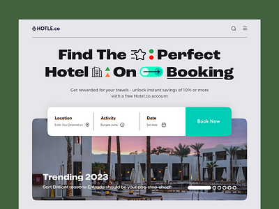 HOTLE.co - Hotel Booking hero section booking branding find hotel hero hotel hotel booking landing page layout mobile mobile design search search hotel ui uidesign user inteface userexperience userinterface web web design website