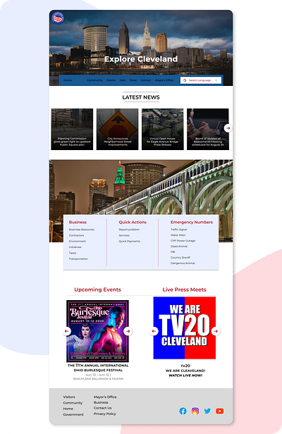 Landing page of Cleveland Website branding design graphic design illustration landing page ui web design website