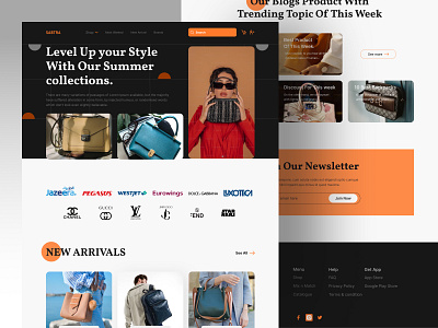 Bag Shop Website - Web Header bag design e commerce design ecommerce shop fashion fashion brand home page landing page minimalist online shop online store product shop shopping ui ux web design