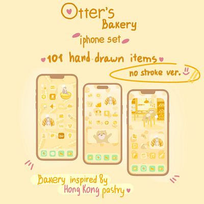 Personalized iphone icons set. Otter x Bakery design graphic design icons iphone