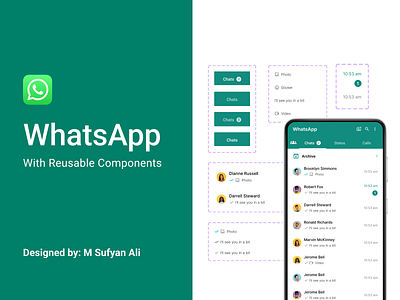 WhatsApp Home Screen UI Design with Reusable Components app design homescreen mobile mobile app modern ui ux uidesign whatsapp