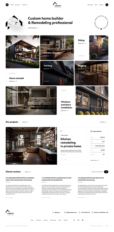 Construction company website design ui