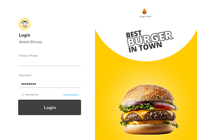 Burger Mania Login page branding design figma minimal ui website