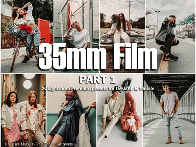 20 Lightroom Presets 35mm Film part 1 35mm 60s 70s 80s 90s addons analog camera design film filter lightroom moody old photo photoshop portrait presets retro vintage