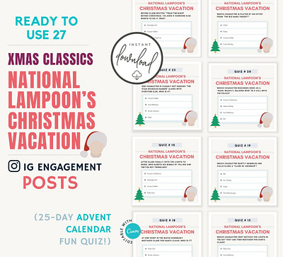 Classic National Lampoon Xmas IG advent calendar christmas instagram posts christmas marketing christmas templates christmas trivia instagram post pack trivia trivia instagram trivia posts trivia questions xmas instagram posts xmas marketing