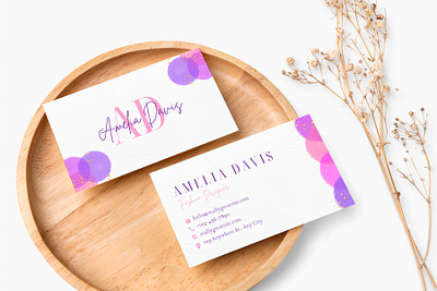 Pink & Purple Watercolor Confetti - Business Card Design business card business card design design elegant graphic design minimal watercolor watercolor business card