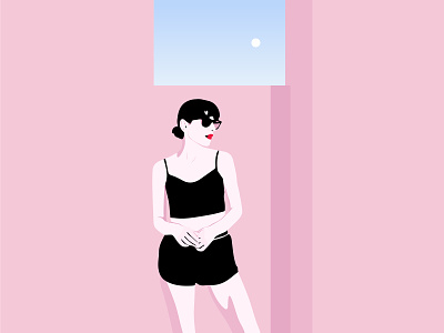 Tresses of Love adobe illustrator character flat hair heart illustration love moon pink sunglasses vector wall