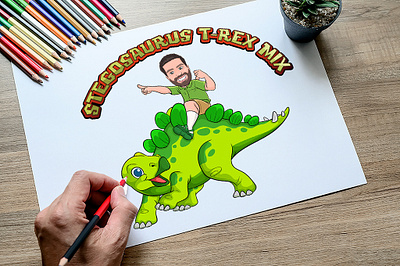 Cute Cartoon Logo Dinosaur 2d cartoon logo branding cartoon characters cartoon logo custom illustration custom logo cute cute illustration design dino illustration dinosaur cartoon dinosaur logo design fiverr funny logo gerdoo graphic design logo design man riding dino unique illustration vector