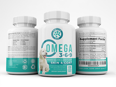 OMEGA 3-6-9 bottle label capsule label design packaging pet supplement pill supplement label supplement packaging