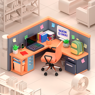 Simple 3D practice 3d blender clay cycles illustration isometric modeling office render toy