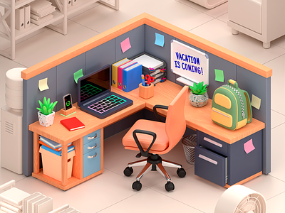 Simple 3D practice 3d blender clay cycles illustration isometric modeling office render toy