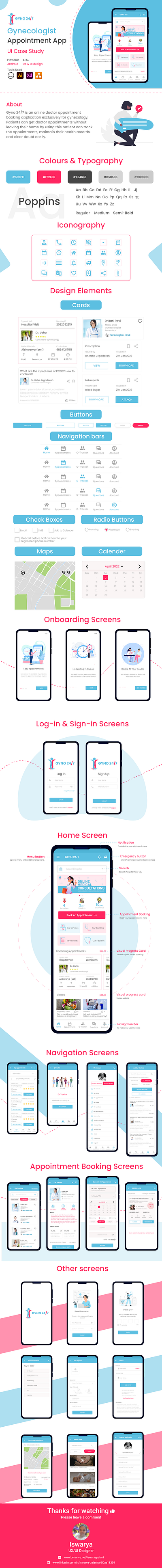 UI case study for gynecologist appointment booking app android app app appointment booking app design graphic design mobile app ui uiux user experience user interface design ux