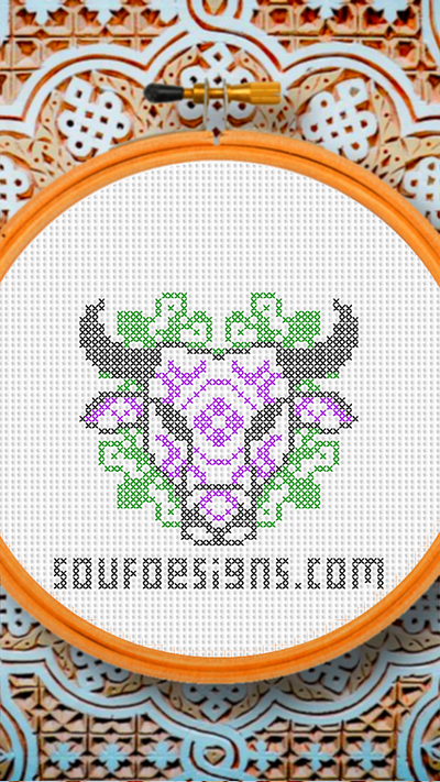 Bull Head Cross Stitch Embroidery Pattern embroidery