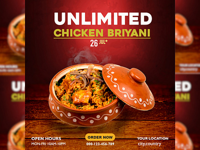 Food Design, social media post ads advertising banner best fast food biriyani chicken design fast food illustration productdesign socialmedia ui