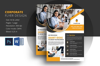 Business Flyer Template a4 flyer business flyer company flyer corporate flyer flyer design minimal flyer modern flyer psd word template yellow