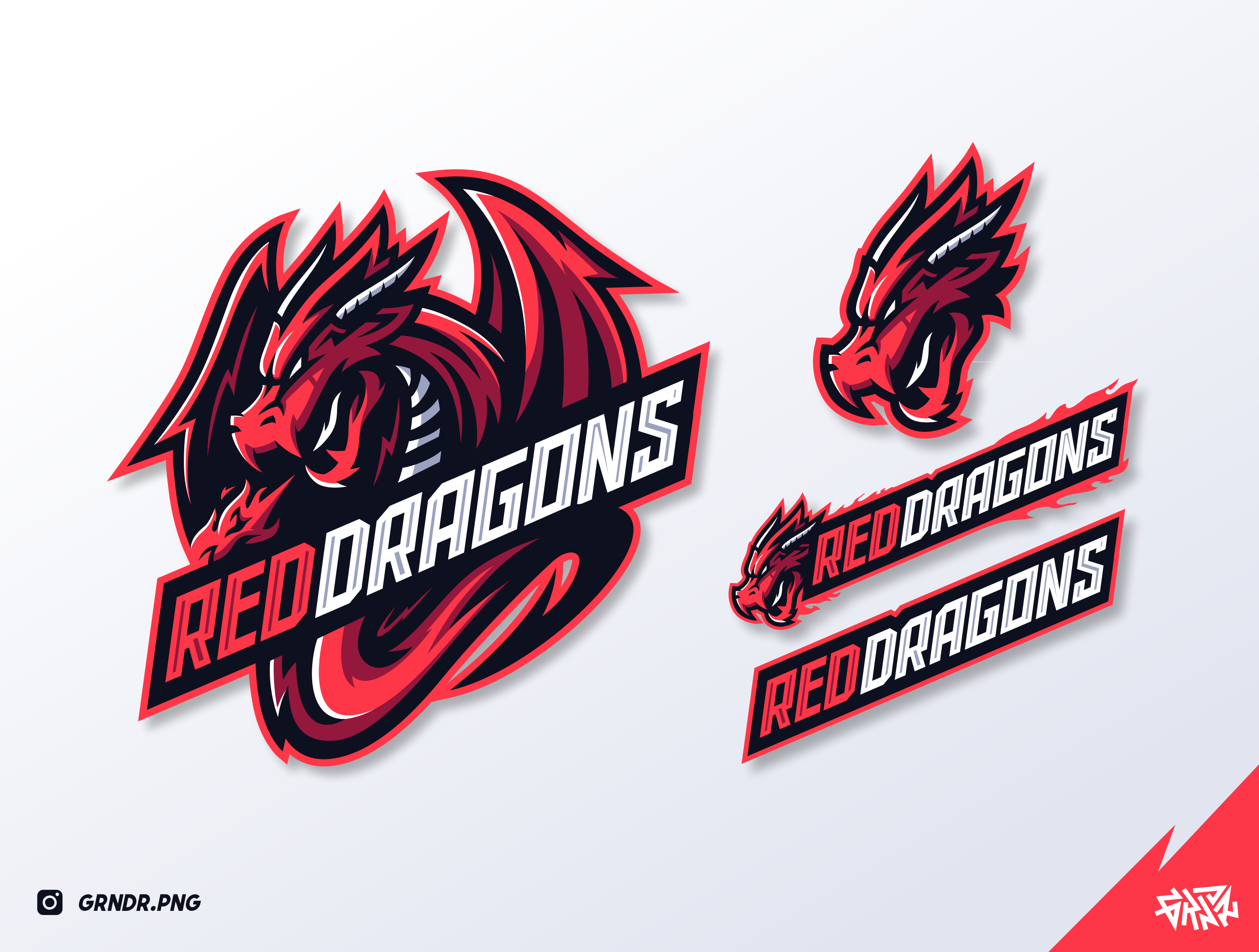 Simple red dragon logo icon Royalty Free Vector Image