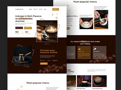 CuppaCorner-Coffeeshop website. cafe cafe social media cafeteria coffee bean coffee cup coffee shop cup drink expresso food and drink food delivery home page landing page minimalist ui ux web web design website design