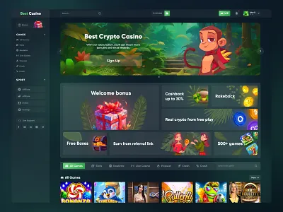 Best Slots Casino Landing Page bets betting bonus casino crash crypto casino design dice gambling interface jackpot landing page product design referral roulette slots ui uiux web design website