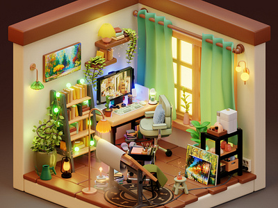 3D Isometric Art Workspace 3dillustration 3dmodel adobe art artist blender blender3d blenderart cyclesrender diorama home illustration modeling stylized stylizedart stylizedstation substance3ddesigner workspace