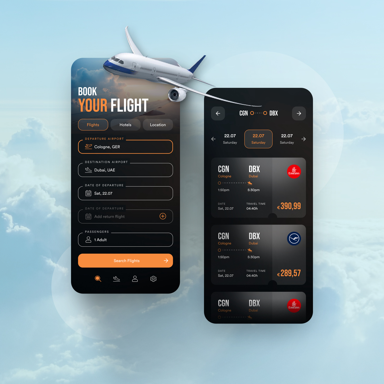 // ✈️ Booking App ✈️ // Mobile Design Concept app application booking concept design digital interface mobile tickets travel ui ux
