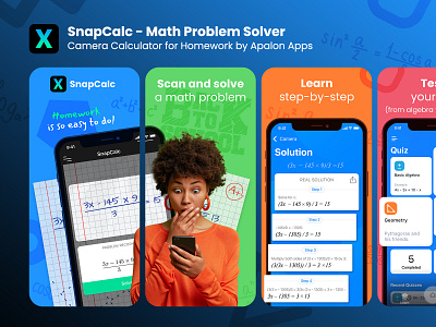 ASO Design for SnapCalc algebra app aso calculator design geometry graphic design homework illustration math problem snapcalc solve test ui