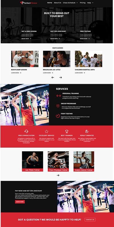 Fitness website Landing Page design figma fitness landing page ui