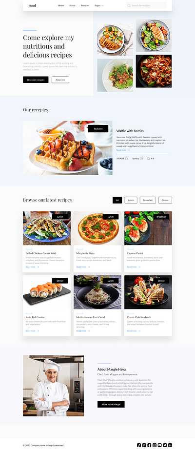 Food design prototype ui web desing