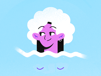 Don't stress, just take a bath. bath boobies cosmetics foam girl illustration portrait shampoo shower smile water
