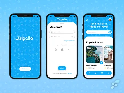 Tripello - Travel App UI/UX android app application design farizelahi graphic design holidays homepage ios main screen mobile splash screen travel app ui uiux