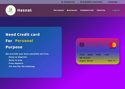 Online Credit Card Service Website. credit card design ui ux website website design