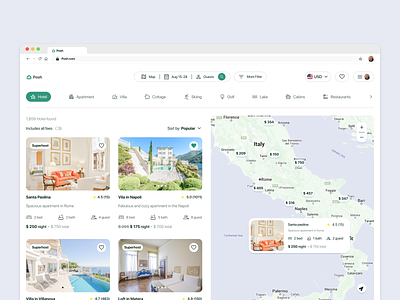 Posh - Hotel and Apartment Booking Landing Page / Home Page UI apartment booking homepage hotel landing reservation resort travel ui ux