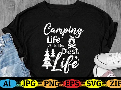 Camping T-shirt Design branding camping design graphic design illustration logo typography vector