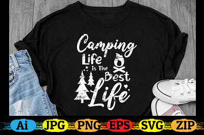 Camping T-shirt Design branding camping design graphic design illustration logo typography vector