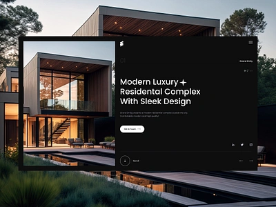 Grand Emily UI apartment clean clean design dark dark theme figma first screen home page hotel house landing page modern ui ui design uiux ux web design