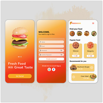 FOODMOOD - Food Service/Ordering (Web + Mobile App) design food food ordering food service landing page mobile app orange responsive ui uiux ux web app web design webdesign website