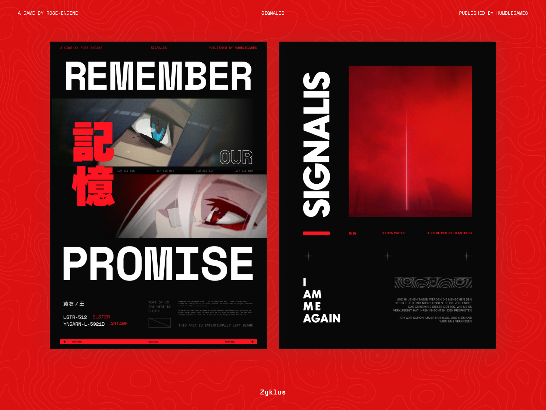 Zyklus - SIGNALIS Concept Poster black design game minimal mono poster red signalis simple typography