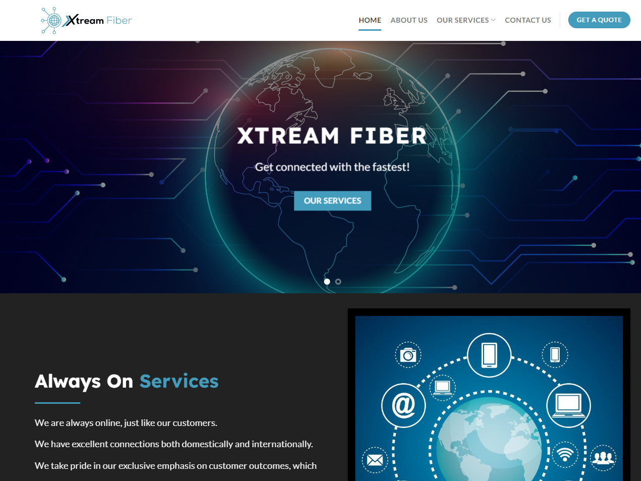 Landing Page of Xtream Fiber Service site. by Muhammad