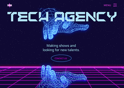 Futuristic main page concept for music agency design graphic design illustration la landing logo ui web