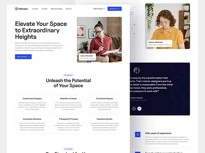 Interior Designer Team - Landing Page blue clean design designer homepage interior design landing page minimalism ui user interface ux web web design webdesign website white