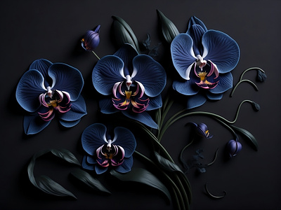 Orchid in black 4k background black floral flower watercolor background high resolution illustration orchid wallpaper