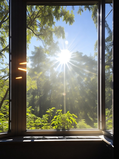 Sunshine through the window 4k background design high resolution ladscape morning nature plant rays spring sun sunshine wallpaper window
