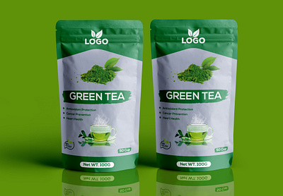 Green Tea Pouch label design box label design cbdlabeldesign label design oil label design packaging label design pouch label design supplement label design