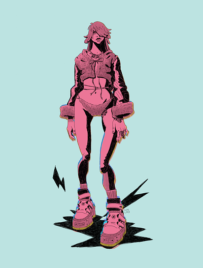 Dominnico character clothing colors design digital illustration lineart photoshop pink procreate wear