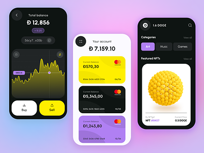Crypto service - Mobile app app charts concept crypto currency design nft ui ux wallet