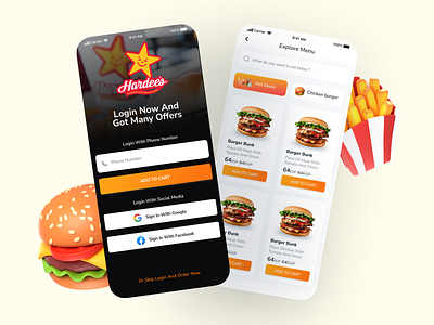 Hardee's app - Redesign 3d icon app burger design eat fast food food hardees resturant ui ux
