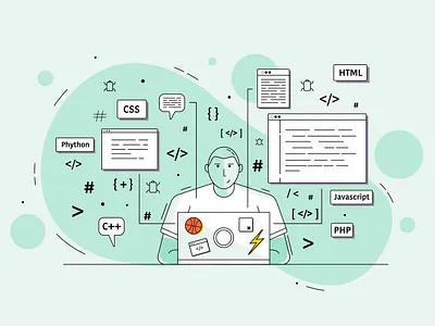 Coding Dude adobe illustrator branding coder coding coding guy design graphic design icon illustration illustrator laptop ui vector vector art