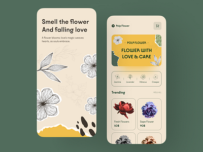 Flower App UI design e commerce flower flower app flower shop home screen ios minimal app mobile ui modern app nature app planting selling shop shopping ui ux