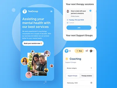 Mental Health Mobile Platform android app branding calendar design healthcare interaction ios landing logo mental health mobile sapienix schedule ui uiux ux