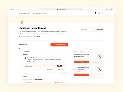 Club List Page app book club dashboard design saas ui ux web app